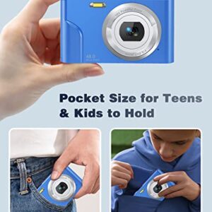 Digital Camera, Zostuic Autofocus 48MP Kids Camera with 32 GB Card Vlogging Camera with 16X Zoom, Compact Portable Mini Cameras for 4-15 Year Old Kids Children Teens Girls Boys(Navy Blue)
