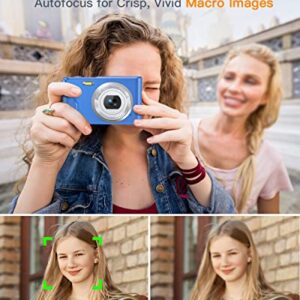 Digital Camera, Zostuic Autofocus 48MP Kids Camera with 32 GB Card Vlogging Camera with 16X Zoom, Compact Portable Mini Cameras for 4-15 Year Old Kids Children Teens Girls Boys(Navy Blue)