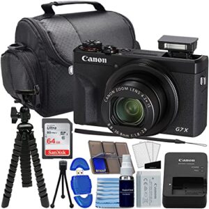 camera powershot g7 x mark iii digital camera (black) bundle with sandisk 64gb memory card, 12″ flex tripod, high speed card reader, photo kit (20 items)