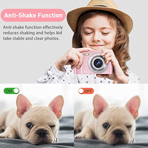 Digital Camera, Kids Camera Ultra HD 2.7K 44MP Digital Point and Shoot Camera 16x Digital Zoom 3.0 Inch Screen Compact Small Camera for Kids Boys Girls Students Teens