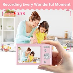 Digital Camera, Kids Camera Ultra HD 2.7K 44MP Digital Point and Shoot Camera 16x Digital Zoom 3.0 Inch Screen Compact Small Camera for Kids Boys Girls Students Teens