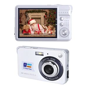 digital camera,4k 48 mp mini kid camera,video camera 2.7inch digital zoom,pocket camera for beginners(silver)