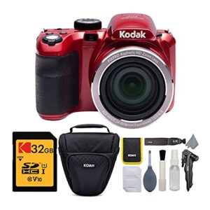 kodak pixpro az421 astro zoom 16mp digital camera with 42x optical zoom (red) bundle with 32gb sd memory card and accessory bundle (3 items)
