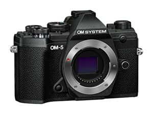 om system om-5 black micro four thirds system camera outdoor camera weather sealed design 5-axis image stabilization 50mp handheld high res shot