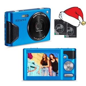 48MP Mini Kids Digital Camera for Boys,Teens,Beginners-16X Zoom 4K Compact Digital Photo Camera Video Camera Small Children's Camera with Macro-Altruewit(Blue)