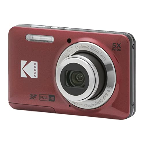 Kodak PIXPRO Friendly Zoom FZ55 Digital Camera (Red) Bundle with Camera Case, 32GB Class 10 UHS-I U1 SDHC Memory Card and USB 2.0 Card Reader (4 Items)