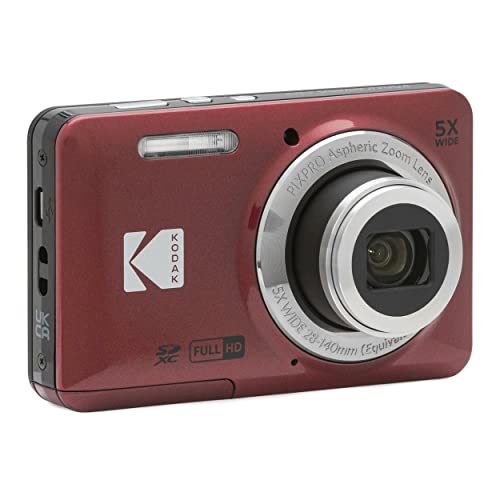 Kodak PIXPRO Friendly Zoom FZ55 Digital Camera (Red) Bundle with Camera Case, 32GB Class 10 UHS-I U1 SDHC Memory Card and USB 2.0 Card Reader (4 Items)