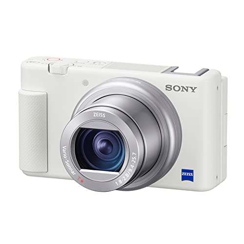 Sony ZV-1 Camera for Content Creators and Vloggers (White) Bundle with NP-BX1 Battery with Charger and 64GB Canvas Go Plus 170MB/s SD Card (3 Items)
