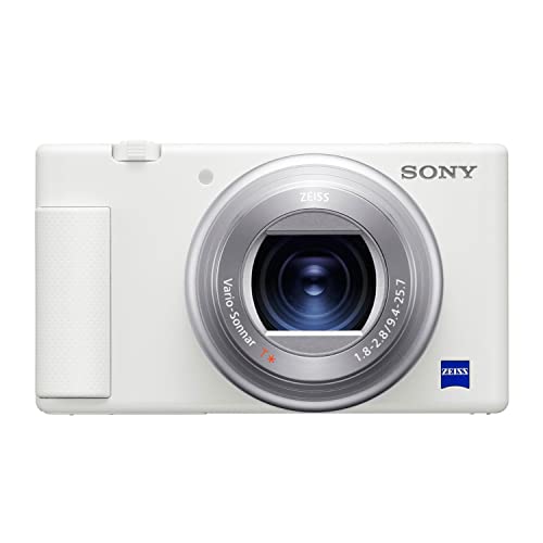 Sony ZV-1 Camera for Content Creators and Vloggers (White) Bundle with NP-BX1 Battery with Charger and 64GB Canvas Go Plus 170MB/s SD Card (3 Items)