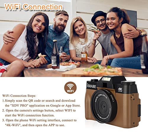 Digital Camera for Photography,Vlogging Camera for YouTube with WiFi 180° Flip Screen,16X Digital Zoom,Digital Camera for Kids and Adults with One Batteries,Wide-Angle Lens and 32GB Micro Card