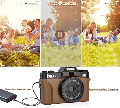 Digital Camera for Photography,Vlogging Camera for YouTube with WiFi 180° Flip Screen,16X Digital Zoom,Digital Camera for Kids and Adults with One Batteries,Wide-Angle Lens and 32GB Micro Card