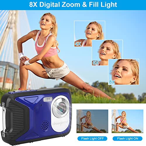 Waterproof Digital Camera,1080P 21MP HD Digital Camera with 2.8" LCD Screen,Rechargeable Point and Shoot Camera,Compact Portable Digital Camera for Kids Students,Teens,Beginner with 8X Digital Zoom