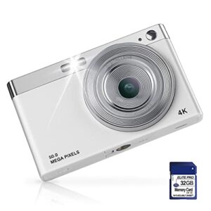 digital camera for kids, small cameras for teens, portable compact camera for photography, 1080p 50mp autofocus children camera with 32gb sd card, 2.88 inch lcd screen, 16x digital zoom (white)