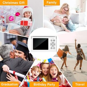 Digital Camera for Kids, Small Cameras for Teens, Portable Compact Camera for Photography, 1080P 50MP Autofocus Children Camera with 32GB SD Card, 2.88 Inch LCD Screen, 16x Digital Zoom (White)