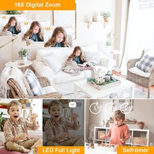 Digital Camera for Kids, Small Cameras for Teens, Portable Compact Camera for Photography, 1080P 50MP Autofocus Children Camera with 32GB SD Card, 2.88 Inch LCD Screen, 16x Digital Zoom (White)