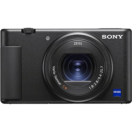 Sony ZV-1 Digital Camera (Black) (DCZV1/B) + 64GB Card + Corel Photo Software + NP-BX1 Battery + Card Reader + LED Light + HDMI Cable + Deluxe Soft Bag + Charger + Flex Tripod + More