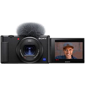 Sony ZV-1 Digital Camera (Black) (DCZV1/B) + 64GB Card + Corel Photo Software + NP-BX1 Battery + Card Reader + LED Light + HDMI Cable + Deluxe Soft Bag + Charger + Flex Tripod + More