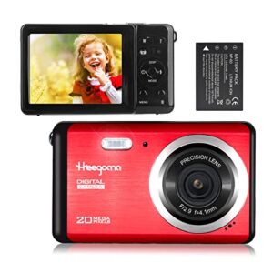 digital camera for photography, fhd 1080p 20mp point and shoot camera with 2.8″ tft lcd, compact rechargeable vlogging cameras for kids,beginner,students,teens,elders (red)