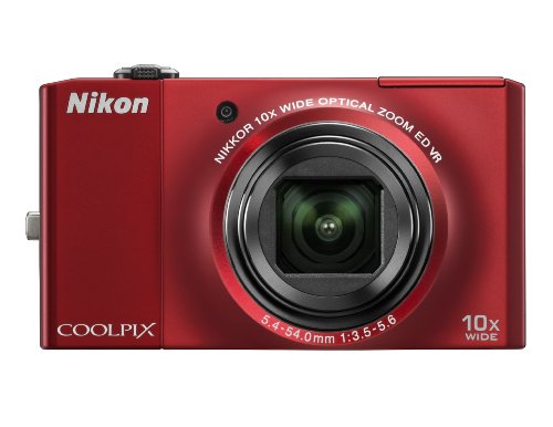 Nikon Coolpix S8000 14.2 MP Digital Camera with 10x Optical Vibration Reduction (VR) Zoom and 3.0-Inch LCD (Red)