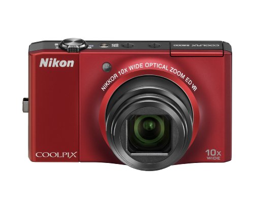 Nikon Coolpix S8000 14.2 MP Digital Camera with 10x Optical Vibration Reduction (VR) Zoom and 3.0-Inch LCD (Red)