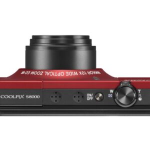 Nikon Coolpix S8000 14.2 MP Digital Camera with 10x Optical Vibration Reduction (VR) Zoom and 3.0-Inch LCD (Red)