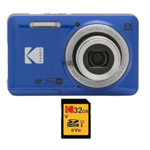 kodak pixpro friendly zoom fz53 digital camera (blue) with 16gb card bundle