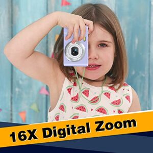 Zostuic Digital Camera 36 Mega Pixels Small Camera 1080P Vlogging Camera Portable Camera with 16X Digital Zoom, 2 Batteries Kids Camera for Students, Teens(Purple)