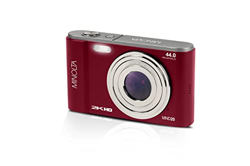 Minolta MND20 44 MP / 2.7K Ultra HD Digital Camera (Red)