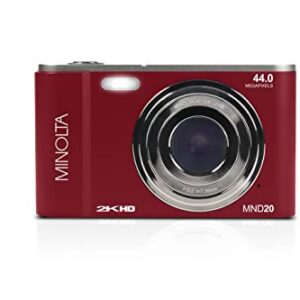 Minolta MND20 44 MP / 2.7K Ultra HD Digital Camera (Red)