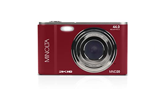 Minolta MND20 44 MP / 2.7K Ultra HD Digital Camera (Red)