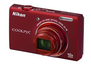 nikon coolpix s6200 16 mp digital camera with 10x optical zoom nikkor ed glass lens and hd 720p video (red)
