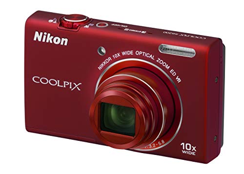 Nikon COOLPIX S6200 16 MP Digital Camera with 10x Optical Zoom NIKKOR ED Glass Lens and HD 720p Video (Red)