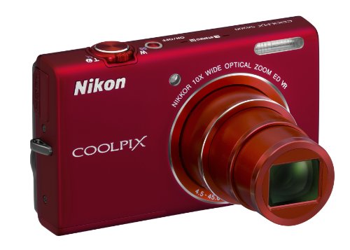 Nikon COOLPIX S6200 16 MP Digital Camera with 10x Optical Zoom NIKKOR ED Glass Lens and HD 720p Video (Red)