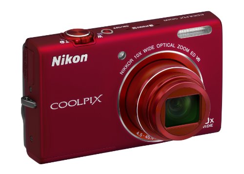 Nikon COOLPIX S6200 16 MP Digital Camera with 10x Optical Zoom NIKKOR ED Glass Lens and HD 720p Video (Red)