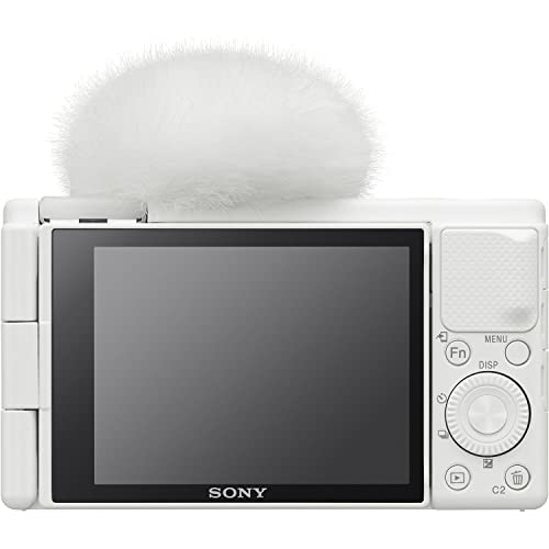 Sony Intl. ZV-1 Digital Camera (White) ZEISS Vario-Sonnar 24-70 F1.8-2.8mm Vlogging/Video Creator Bundle with Portable LED Light, 64Gb Memory Card, Cleaning Kit + Accessories, ZV1