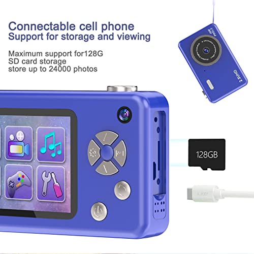 Kids Digital Camera, FHD 1080P Digital Camera for Kids with 32GB SD Card 8X Zoom Compact Point and Shoot Digital Camera, Portable Mini Kids Camera for Teens Students Boys Girls Tweens (Deep Blue)