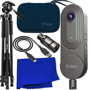 trisio lite 2 vr – 8k virtual tour noderotate 360° camera + manufacturer supplied carrying case, quick plug-in, usb cable, seller supplied lightweight 60” tripod, microfiber cloth & more (8pc bundle)