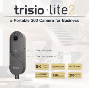 Trisio Lite 2 VR - 8K Virtual Tour NodeRotate 360° Camera + Manufacturer Supplied Carrying Case, Quick Plug-in, USB Cable, Seller Supplied Lightweight 60” Tripod, Microfiber Cloth & More (8pc Bundle)