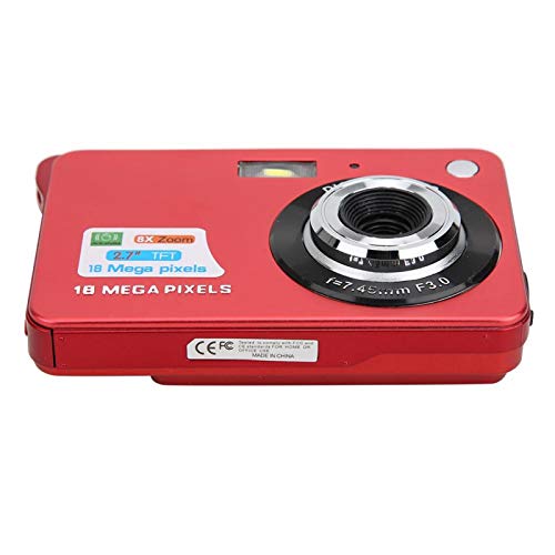 8X Zoom Digital Camera, 18 MP 2.7in LCD Display Camera, Video Camera, Built in Microphone, Maximum Support 32GB SD Memory Card, for Adults and Children(red)