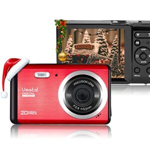 digital camera, kids camera fhd 1080p 20mp vlogging camera with lcd screen 8x zoom compact portable mini rechargeable camera gifts for students teens adults girls boys-red