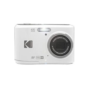 Kodak PIXPRO FZ45 Friendly Zoom Digital Camera (White) Bundle with 64 GB UHS-I U1 SDXC Memory Card, Rapid Travel Charger with 4 AA Rechargeable Batteries, Spider Tripod, and Camera Case (5 Items)