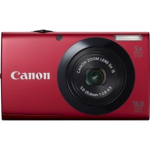 canon powershot a3400 is 16.0 mp digital camera with 5x optical image stabilized zoom 28mm wide-angle lens with 720p hd video recording and 3.0-inch touch panel lcd (red)