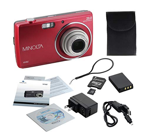 Minolta 20 Mega Pixels Digital Camera, 5X Optical Zoom & HD Video with 2.7" LCD, Red (MN5Z-R)