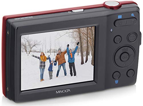 Minolta 20 Mega Pixels Digital Camera, 5X Optical Zoom & HD Video with 2.7" LCD, Red (MN5Z-R)