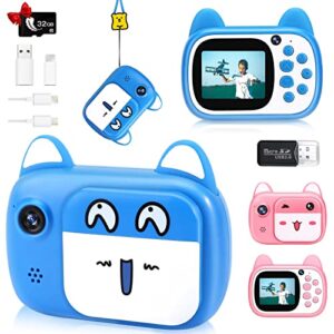 kids digital camera for girls and boys, 1080p hd dual lens video recorder toddler camera with 32g sd card, cute childrens selfie camera for kids as christmas, birthday, festival gifts(unprintable)