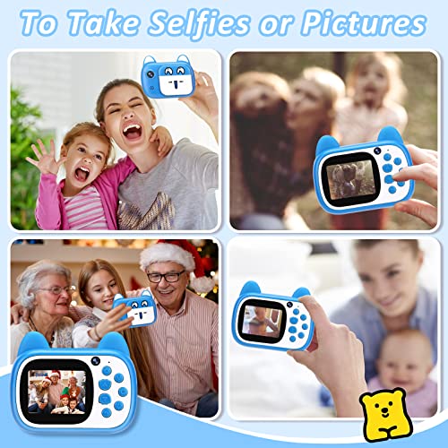 Kids Digital Camera for Girls and Boys, 1080P HD Dual Lens Video Recorder Toddler Camera with 32G SD Card, Cute Childrens Selfie Camera for Kids as Christmas, Birthday, Festival Gifts(Unprintable)