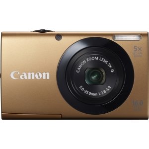 canon powershot a3400 is 16.0 mp digital camera with 5x optical image stabilized zoom 28mm wide-angle lens with 720p hd video recording and 3.0-inch touch panel lcd (gold)