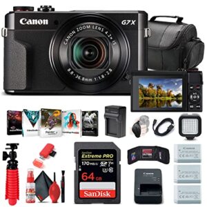 Canon PowerShot G7 X Mark II Digital Camera (1066C001), 64GB Card, 2 x Replacement NB13L Batteries, Corel Photo Software, Charger, Card Reader, LED Light, Soft Bag + More (Renewed)