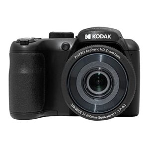 Kodak PIXPRO AZ255 Astro Zoom 16MP Digital Camera (Black) Bundle with Kodak 32GB SD Card and AA Batteries(4-Pack) (3 Items)