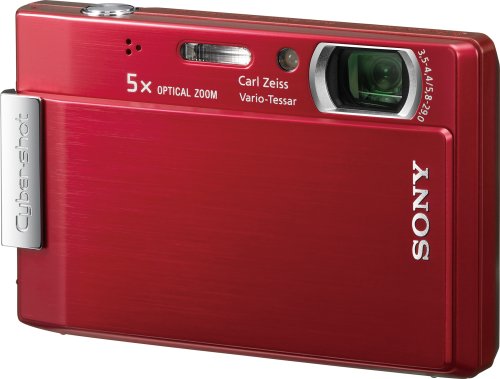 Sony Cybershot DSC-T100 8MP Digital Camera with 5x Optical Zoom and Super Steady Shot (Red)